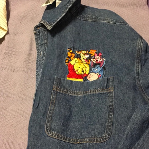 EUC,Disney Winnie the Pooh and Friends,LS,DENIM,SZ. LARGE, EMBROIDERED - Picture 4 of 6